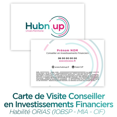 Carte de visite Individuelle Recto/Verso - Conseiller Investissement Finnanciers